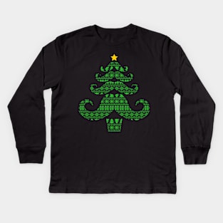 Manly Tree - Christmas Tree Mustache Kids Long Sleeve T-Shirt